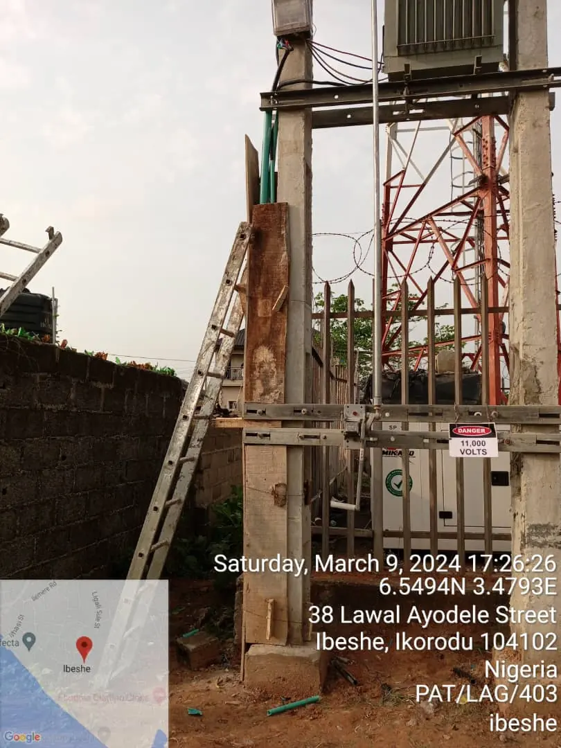 11kV pole-mounted substation built for Pan African Towers at Ibeshe, Ikorodu, Lagos